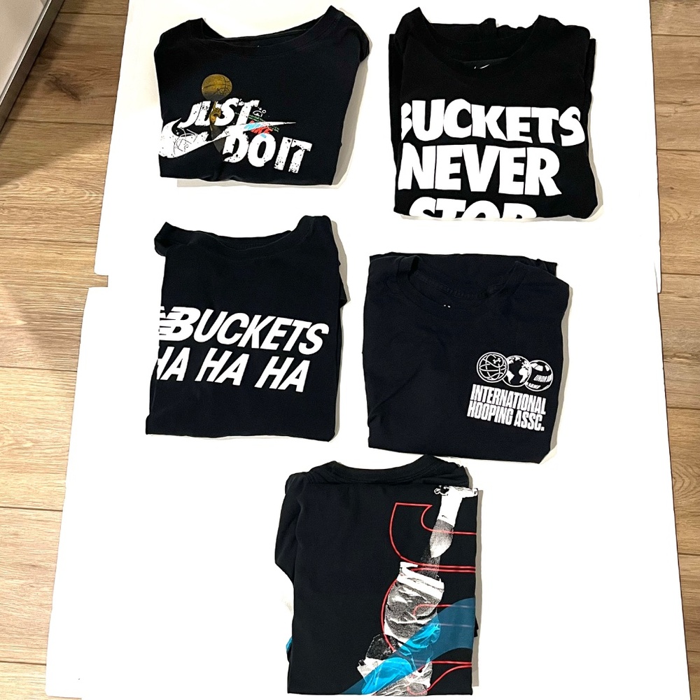 Bundle of 5 Nike, NB, UA Black Short Sleeve Basketball T-shirts - Size M…